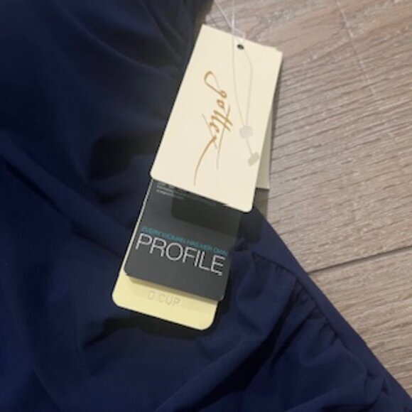 NEW Profile By Gottex One Piece Swimsuit Navy Blue Ruched Women’s Size‎ 6D NWT - Picture 7 of 12